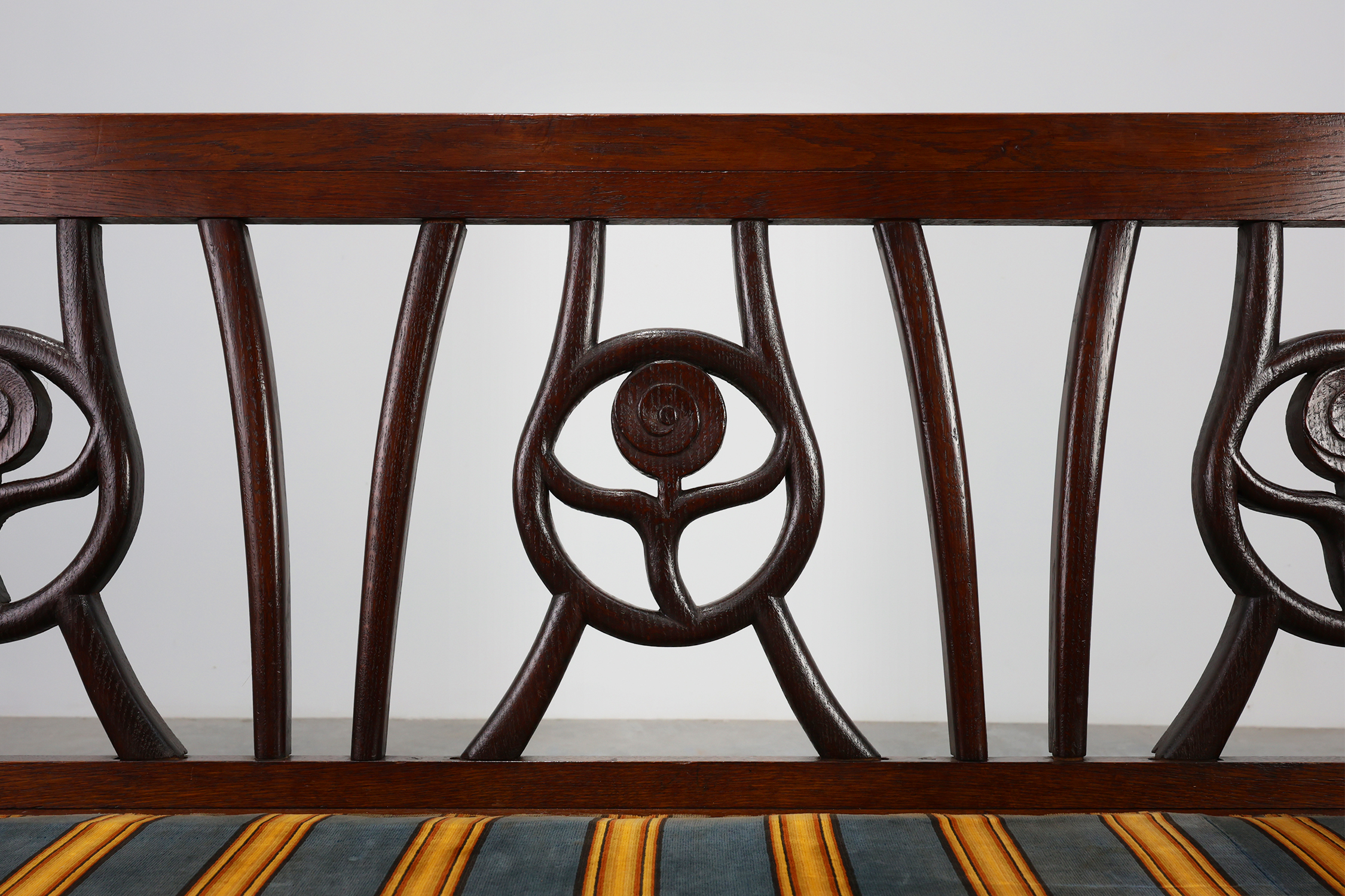 Belgium art deco bench in oak wood 1920sthumbnail